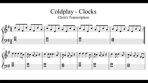 Coldplay Clocks Piano Sheet Music Free Printable - FREE PRINTABLE TEMPLATES