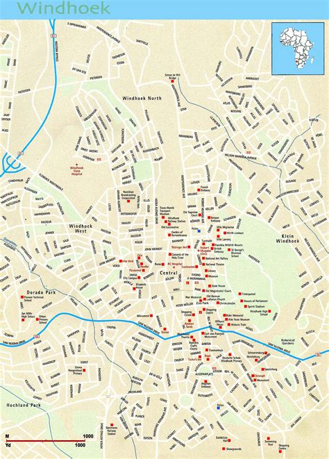 Windhoek Map : Street map of Windhoek & detailed Road Map