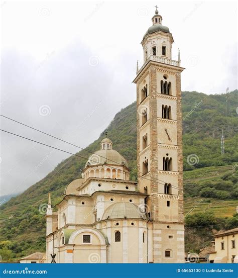 Basilica Madonna Di Tirano. Stock Photo - Image of rural, tower: 65653130