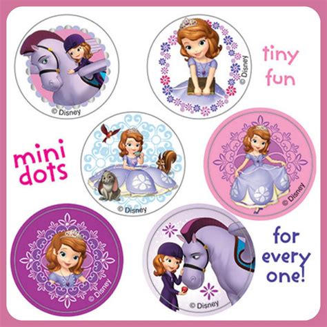 Sofia the First Stickers - 48 Dots - 8 Sheets - Reward Charts - Birthday Favours