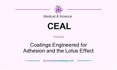 CEAL - Coatings Engineered for Adhesion and the Lotus Effect in Medical & Science by ...