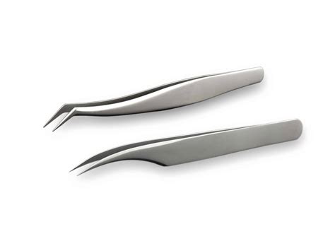 2 Pairs Tweezers Set (1 Pair x Straight Tweezers + 1 Pair x L Angled ...