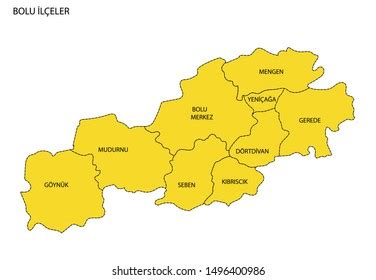 Turkey Bolu Districts Vector Map Stock Vector (Royalty Free) 1496400986 ...