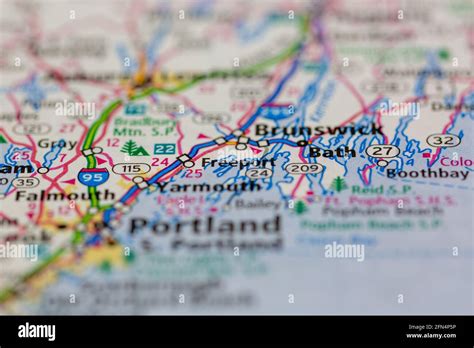 Freeport maine on a map hi-res stock photography and images - Alamy