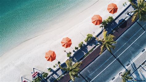 Beach, aerial view 4K wallpaper download