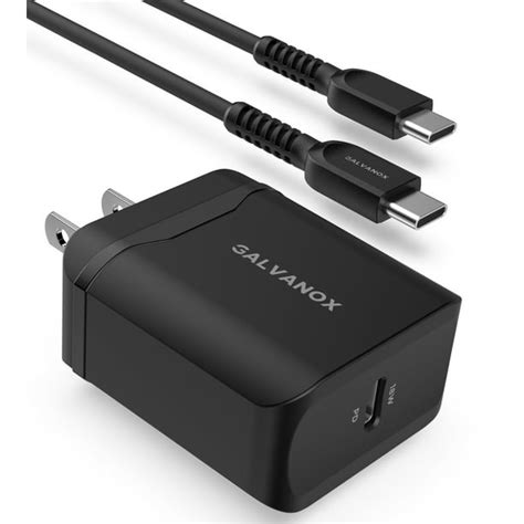 Galvanox USB-C Charger Cable with Wall Plug (18W) PD Power Delivery Fast Charging 5ft Type C to ...