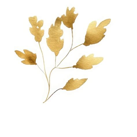 Premium Photo | A drawing of a plant with gold leaves.