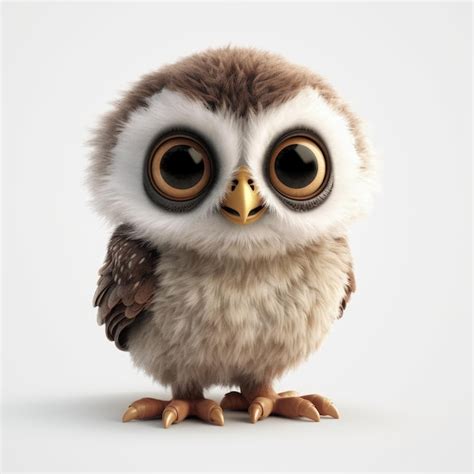 Premium AI Image | Adorable PixarStyle Baby Owl with Big Happy Eyes