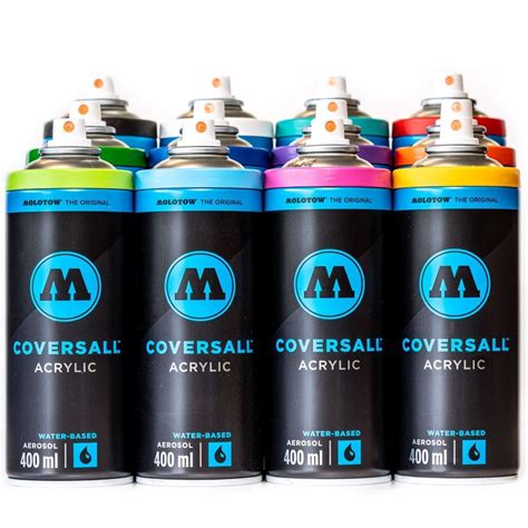 Molotow Coversall Acrylic Water Based Spray Paint 400ml - 12 Can Pack ...