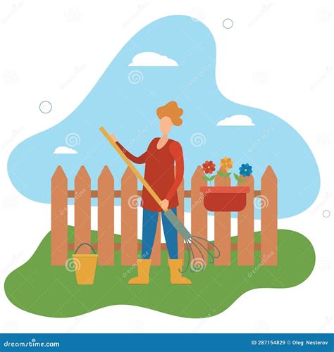 People Gardening. Cartoon Character Working with Farmer Tools .agriculture Worker.flat Vector ...