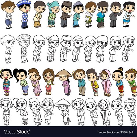 Asean cartoon Royalty Free Vector Image - VectorStock