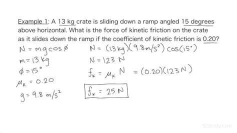 Coefficient Of Kinetic Friction Formula