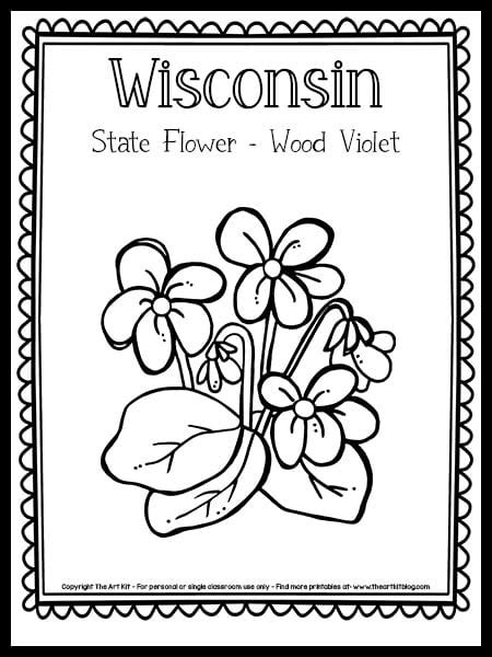 Wisconsin State Flower Coloring Page (Wood Violet) {FREE Printable!} - The Art Kit