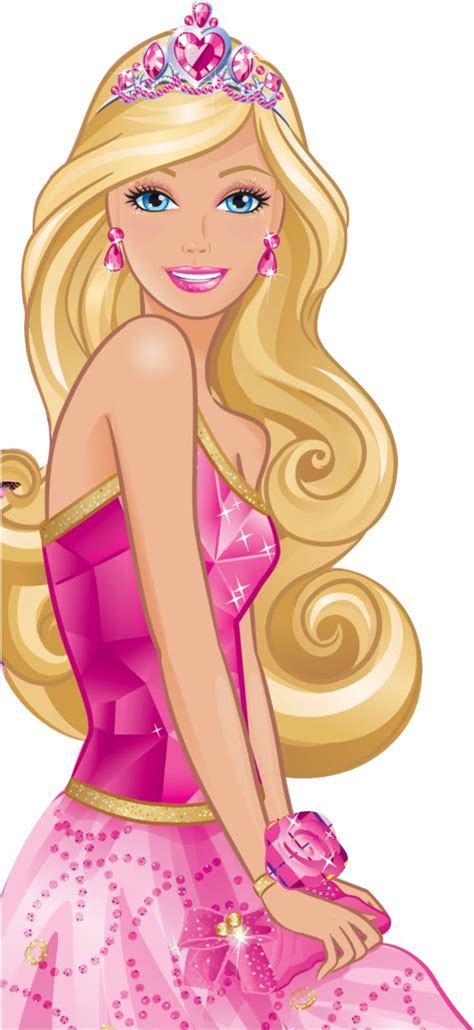 a barbie doll wearing a pink dress and tiara with long blonde hair ...