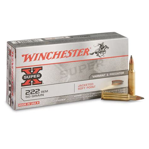 Winchester Super-X, .222 Remington, JSP, 50 Grain, 20 Rounds - 13974 ...