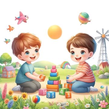 Happy Cartoon Kids Playing Vector Illustration Children Playful Moment, Children Playing, Happy ...