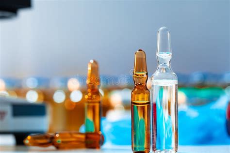 Plain Ampule Vials for Injections Close Up Stock Image - Image of ...