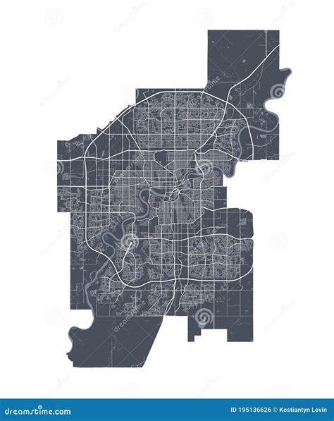 Edmonton Map. Detailed Map of Edmonton City Poster with Streets. Cityscape Vector Stock Vector ...