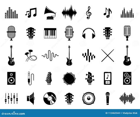 Set of Vector Music Icons Isolated on White Stock Vector - Illustration of design, icon: 112462544