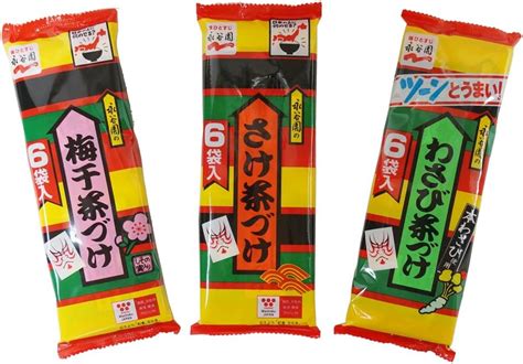 Nagatanien Sake CHAZUKE Rice Soup Flavoring 1.16oz 6pcs + Umeboshi Chazuke 1.16oz + Wasabi ...