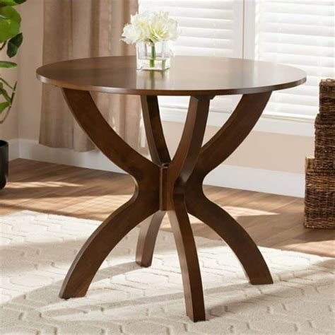 Baxton Studio Tilde Walnut Finished 35-Inch-Wide Round Wood Dining Table