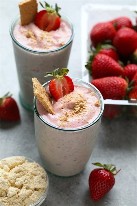 Strawberry Protein Shake (19g protein!) - Fit Foodie Finds