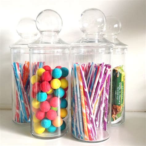 Vintage Clear Glass Jars with Lids Covered Candy Container