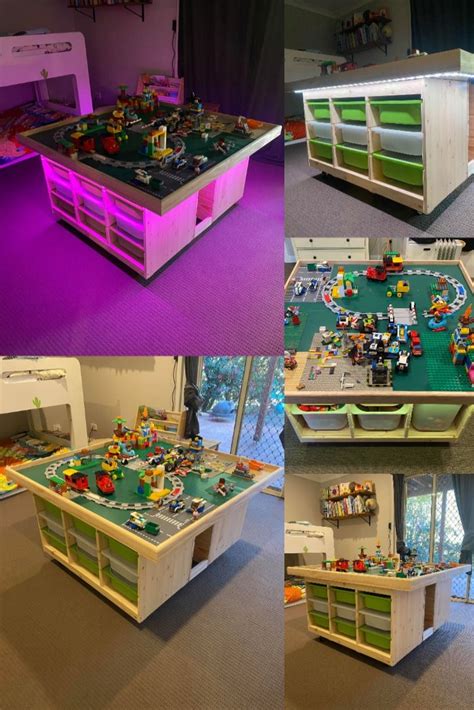 Lego play storage table ikea hack on castors with trofast linnmon and diy bunnings pine – Artofit