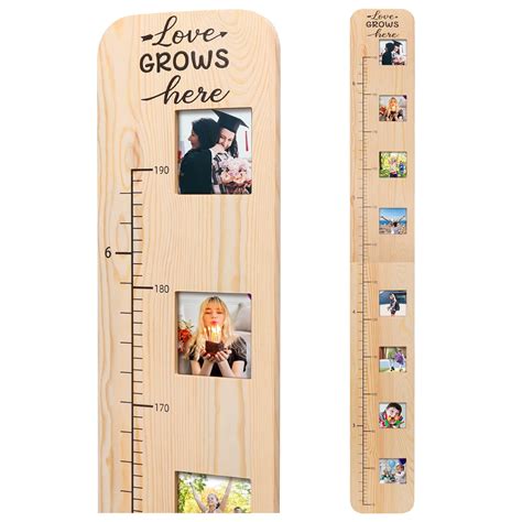 Buy Garybank Wooden Growth Chart for Kids with 8 Photo Windows, Kids Growth Chart Hanging Ruler ...