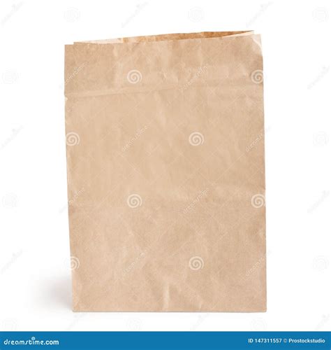 Craft paper bag on white stock image. Image of crumpled - 147311557