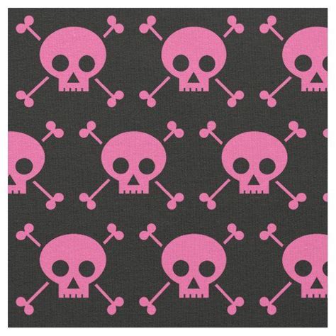 Goth Girl Pink Black Skulls Pattern Cool Fabric | Pink skull wallpaper ...