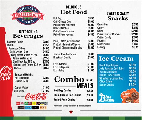 Concessions Menu| Elizabethtown Sports Park