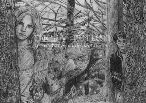 Hermione, Buckbeak and Harry by ChazyChaz on DeviantArt