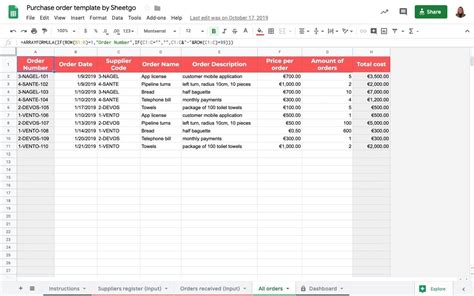 Purchase Order Tracker Template Google Sheets