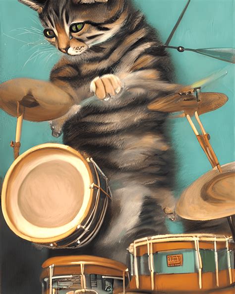 Cat Playing Drums by Bob Byerley · Creative Fabrica