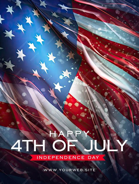 Premium PSD | A poster for the 4th of july with the american flag in ...