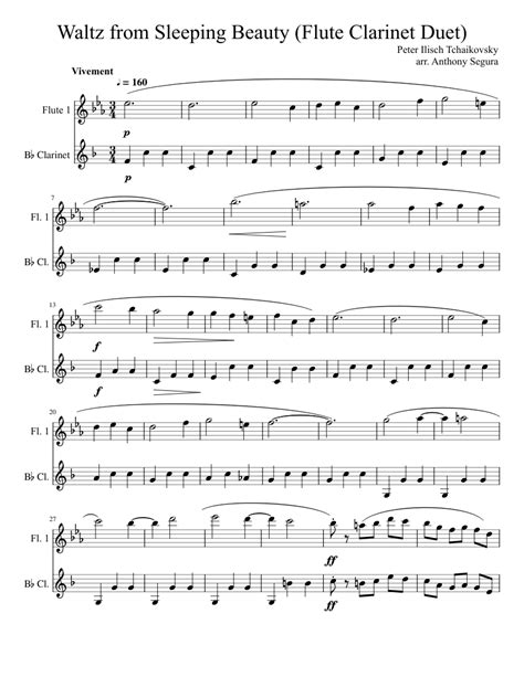 Waltz from Sleeping Beauty (Flute & Clarinet Duet) sheet music for Flute, Clarinet download free ...