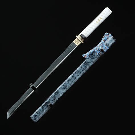 Blue Ninja Sword | Handmade T10 Carbon Steel Black Real Hamon Japanese Ninjato Ninja Sword With ...