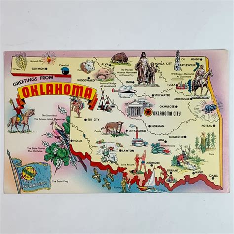 Greetings from Oklahoma State Map Vintage Postcard – The Stand Alone