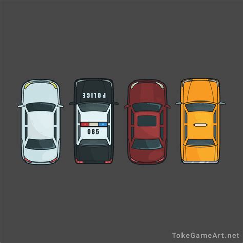 Top Down Car 4-Packs - Royalty Free 2D Game assets | TokeGameArt