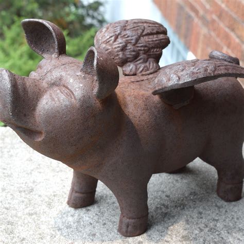 Cast Iron Flying Pig Statue | EBTH