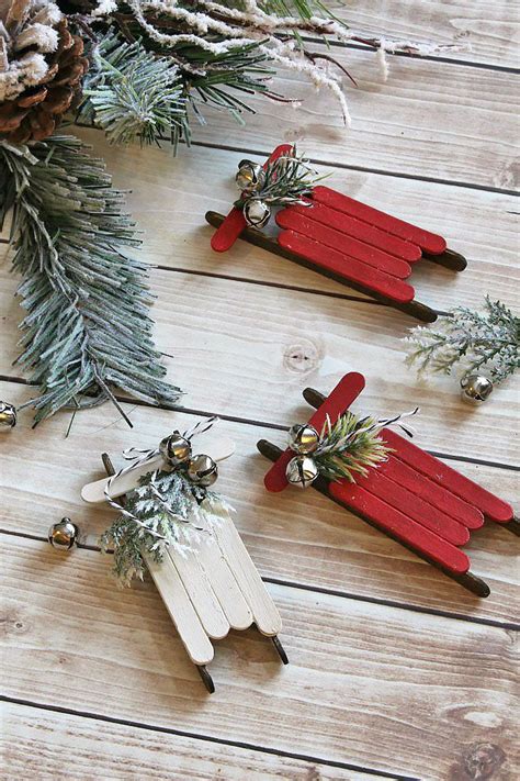 Handmade Christmas Ornaments - Popsicle Stick Sleds | Christmas crafts, Xmas crafts, Christmas ...