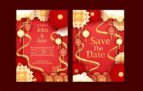 Chinese Wedding Invitation Card Template 13638464 Vector Art at Vecteezy