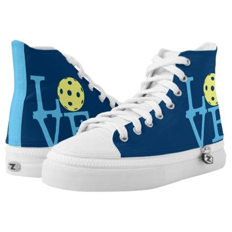 Pickleball Shoes: LOVE (Blue) High-Top Sneakers | Zazzle