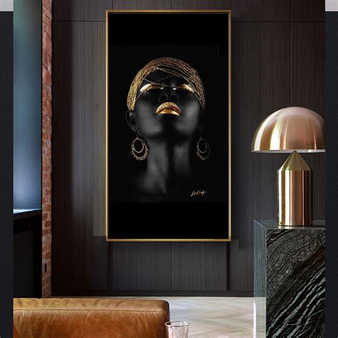 WANGART Larger Size Canvas Painting Wall Art Pictures Prints Black Woman Wall Art For Living ...