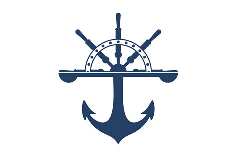 Navy Blue Anchor and Ship's Wheel Logo Graphic by skyacegraphic0220 · Creative Fabrica