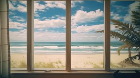 Premium AI Image | beach view background the view from the window with a beautiful beach