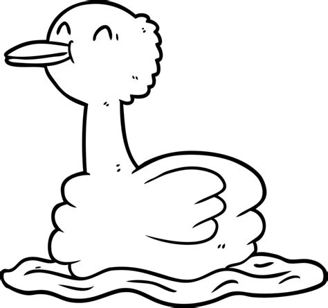 line drawing of a swimming duck 12307281 Vector Art at Vecteezy