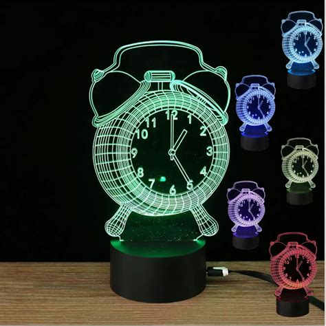 Alarm Clock Illusion Lamp Optical Led Night Light Desk Lamp Baby ...