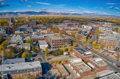 Aerial View of Downtown Fort Collins, Colorado in Autumn Stock Photo ...